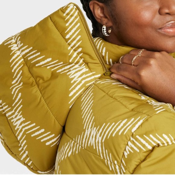 Women's Plus Size Hooded Short Puffer Coat - Ava & Viv Green Diamond 1X NWT - Picture 5 of 8